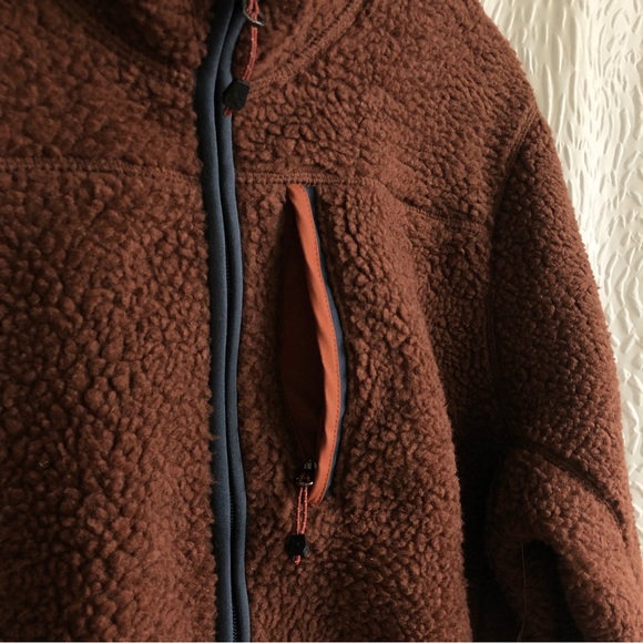 NWT Eddie Bauer Men's Chilali Faux Shearling Fleece Full Zip Cognac Jacket - Picture 10 of 16